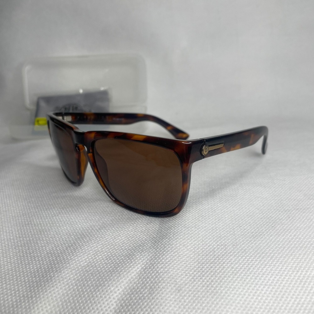 Electric Knoxville XL Tortoise Polarized Sunglasses Black Lens Acetate Italy